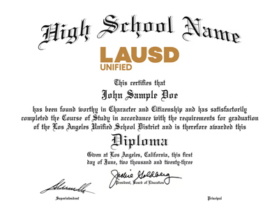 LAUSD Official High School Diploma