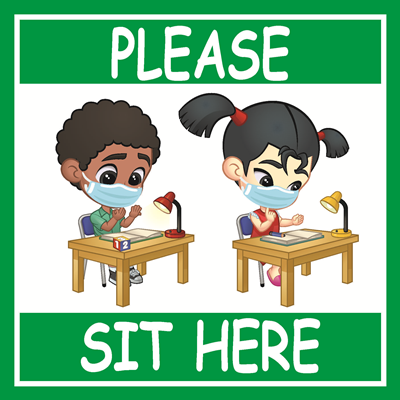 (Sticker) Green Please Sit Here Elementary Sticker (9"x9")