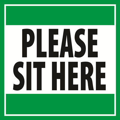 (Sticker) Green Please Sit Here Sticker (4.5"x4.5")