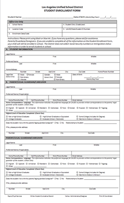 • 5313 LAUSD Enrollment Form (English)