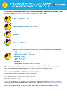 (Coroplast) Daily Health Questions - Spanish