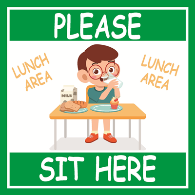 (Sticker) Green Lunch Please Sit Here Sticker (9"x9")