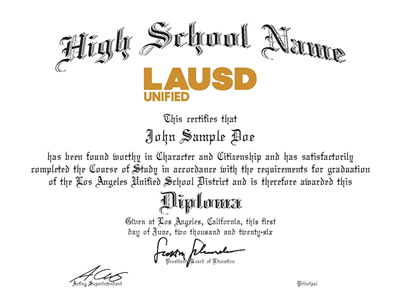 LAUSD Official High School Diploma