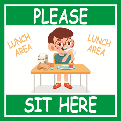 (Sticker) Green Lunch Please Sit Here Sticker (4.5"x4.5")