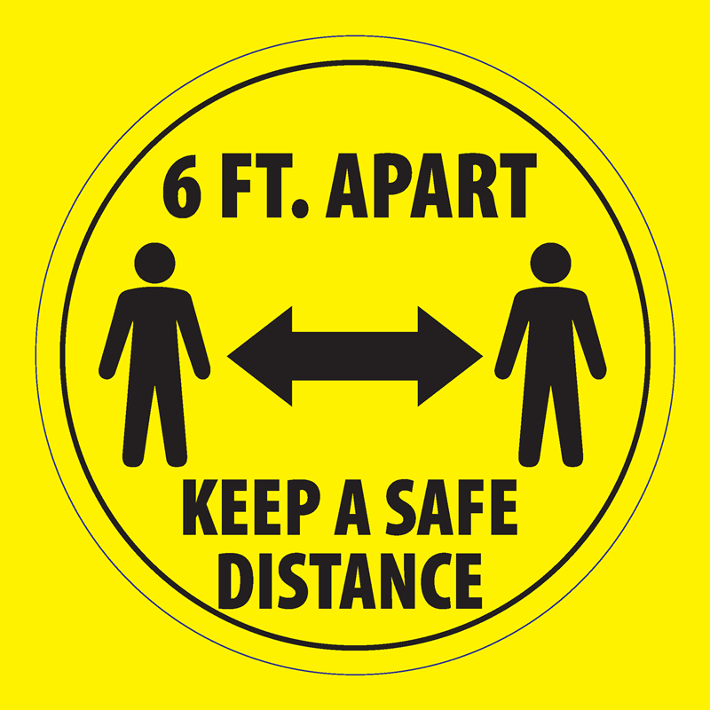 Floor Decal) 6 Feet Apart Keep a Safe Distance