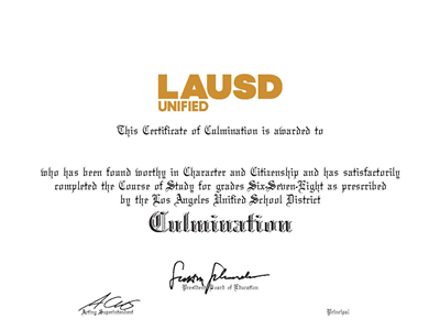 LAUSD Official Middle School Culmination