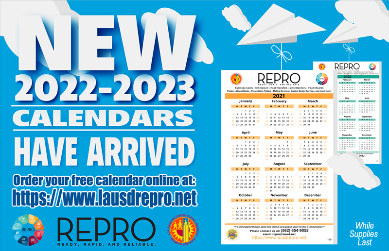 Lausd Schedule 2022 2023 Lausd Reprographics