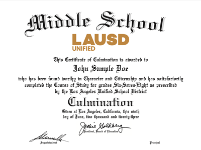 LAUSD Official Middle School Culmination