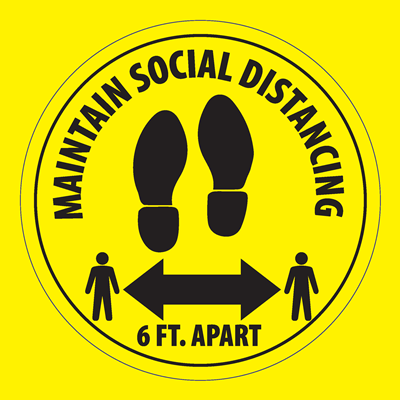 (Floor Decal) 6 Feet Apart Maintain Social Distance