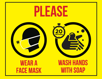 (Wall Decal) Please Wear a Face Mask / Wash Hands